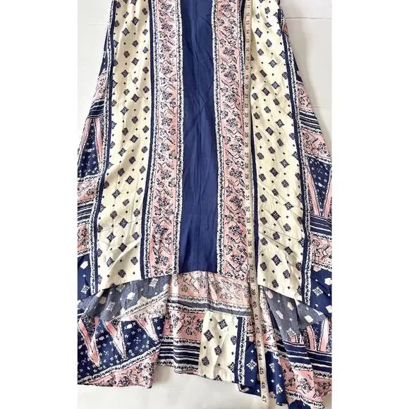 Anthropologie Maeve Dress M Blue Pink Floral Boho Flare Midi High Low Swing - Picture 5 of 8
